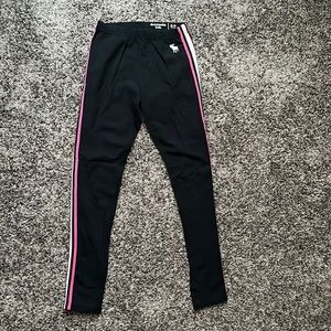 Girl leggings Abercrombie navy blue with pink and white stripes